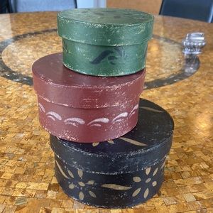 Set of Nesting Stenciled Round Boxes